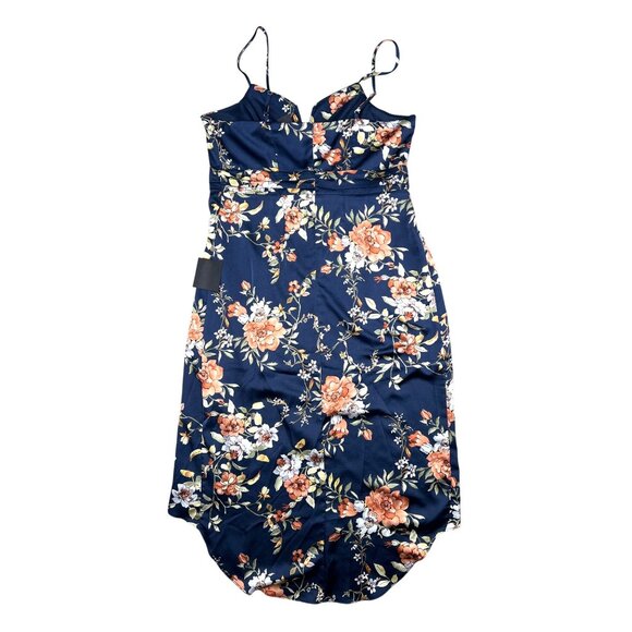 Lulus My Favorite Day Womens Navy Blue Floral Print Tulipl Wrap Midi Dress XXL - Picture 4 of 15